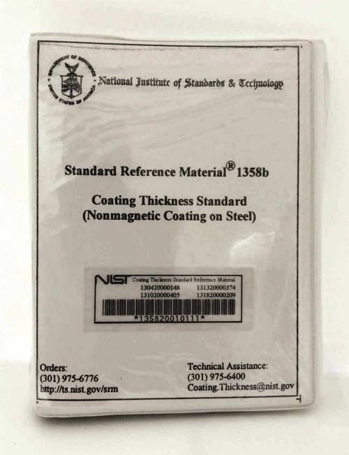 [NIST] Coating Thickness Standard Set (Nonmagnetic Coating on Steel) Nominal Coating Thickness:  20 µm, 80 µm, 255 µm, 1000 µm